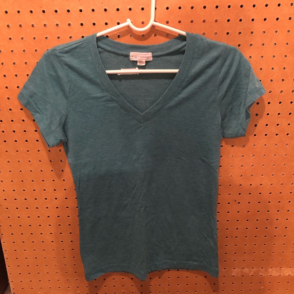 Forever 21 Teal V Neck Tee Shirt